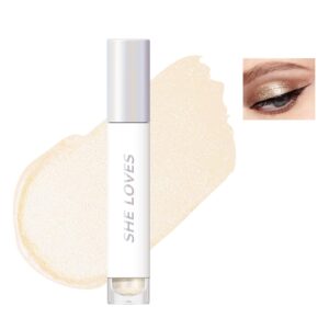 Glitter Eyeshadow, Makeup for Eyes Liquid Metallic Chameleon Sparkle Glow Light Colors, Highly Pigmented, Waterproof Long Lasting, Sequins Highlight Lying Silkworm Eye Cheek Brightening Liquid Eye Shadow (#07)
