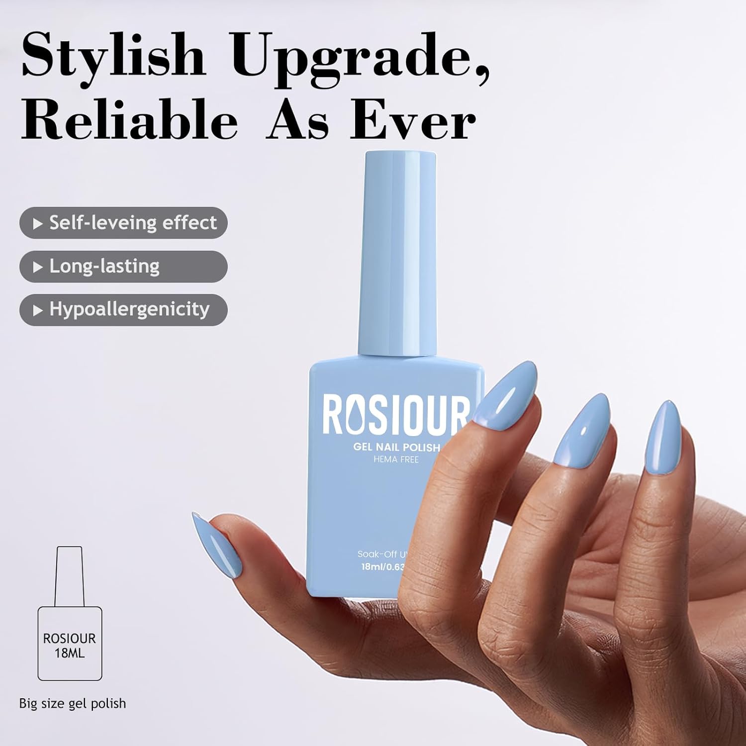 18ml Hema-Free Baby Blue Gel Nail Polish for Women, Long Wear Soak Off UV Gel - Image 8