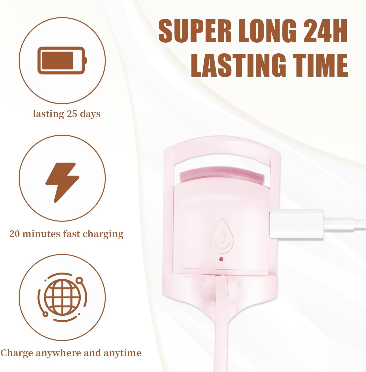 2025 C-Shaped Heated Eyelash Curler Fast Heat Up in 8s - Rechargeable Electric Eyelash Curler for 24-Hour Long Lasting Curls - Safe Anti-Burn Lash Curler Elevate Your Beauty with Stunning Lashes - Image 4