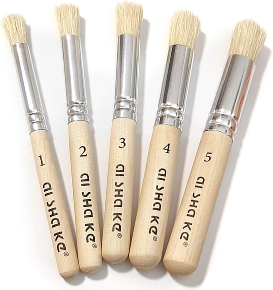 Auhoahsil Stencil Brushes Set, 5 Pcs Natural Bristle Wooden Handle Template Brushes for Wood Wall Model House Painting, Stencil Projects, Card Making, DIY, Crafts and Acrylic Oil Watercolor Painting