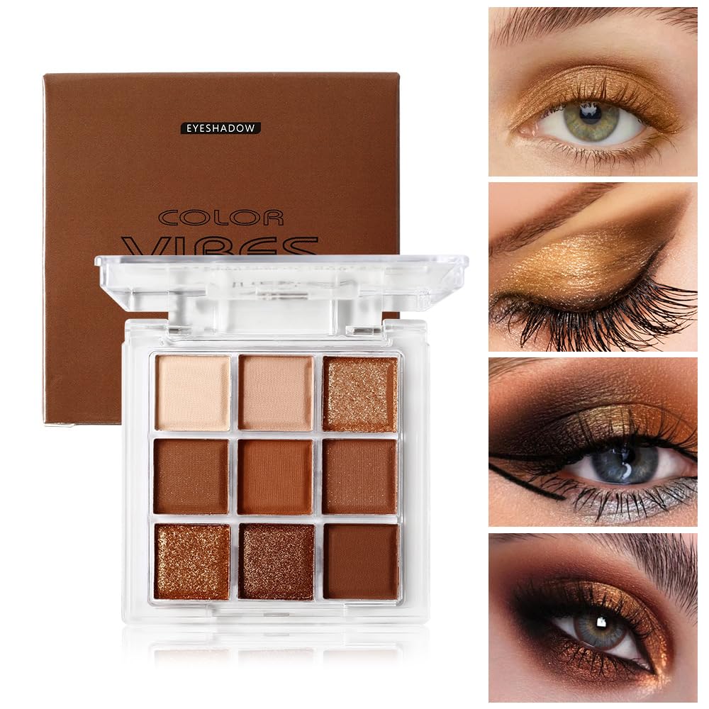 9 Color Brown Eyeshadow Palette - Rose Gold Dark Brown Bronze Naked Matte & Glitter Shades, Long-Lasting, Waterproof & Blendable, Natural Nude Eye Shadow Set sombras para ojos (Chocolate) - Image 3