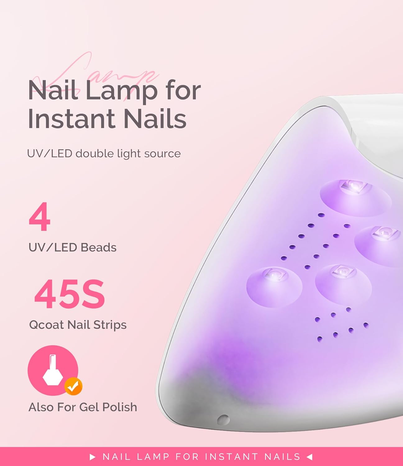 Melodysusie Starter-Friendly Mini LED UV Nail Lamp with 2 Timers, Pocket-Sized for Handheld & Desktop Use, P-art04 UV Light for Gel Nail Especially Instant Nails, Base/top Coat & Half-Cured Gel White - Image 3