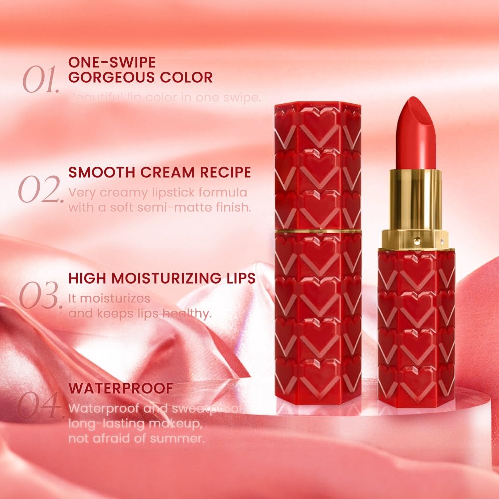 evpct 1Pcs Ruby Orange Red Lipstick, Silky Velvet Matte Lipstick Pack Sets for Women, Long Lasting Smudge Proof Lipstick Lip Stain Makeup Kit matte lipstick 24 hours original R02 - Image 3