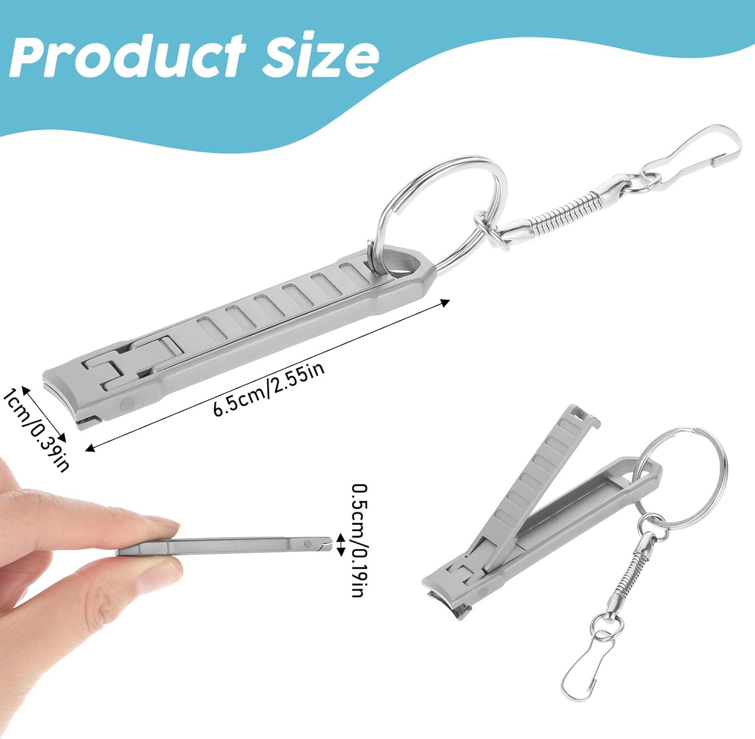 Nail Clippers Ultra Thin Wide Natural Finger Fingernail Clipper Mini Travel Folding Toenail Nail Trimmer Stainless Steel Portable Curved Nail Cutter with Glass File Keychain for Men Women Adult - Image 2
