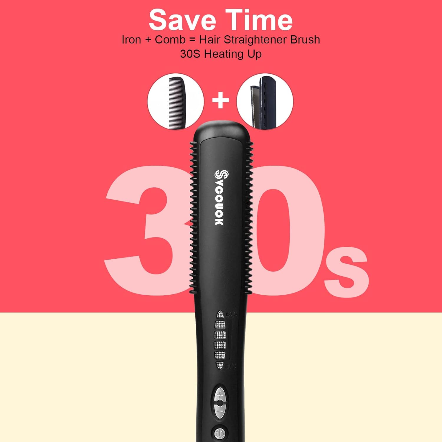 Ceramic Hair Straightener for Black Hair - Anti-Scald Design with 6 Temp Settings & Auto Shut Off, Salon-Quality Heat Protectant Styling Tool (Black) - Image 2