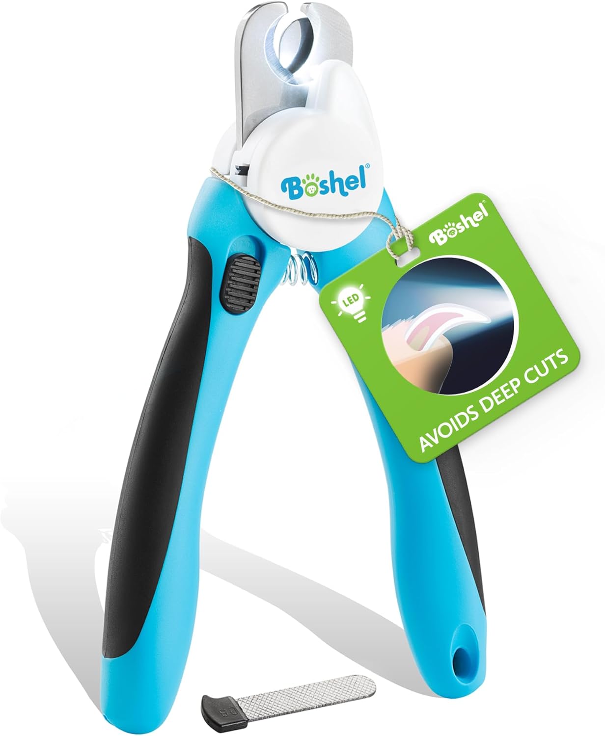 BOSHEL LED Large Dog Nail Clippers, Dog Nail Trimmers for Large Breed with Quick Sensor, Dogs Trimmer with Light & Safety Guard, Sharp Pet Nails Clipper, Pet Claw Clippers, Pets Toenail Cutter & File