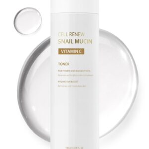 MISSHA Cell Renew Snail Mucin Vitamin C Toner 5.07 Fl oz - Korean Skincare Facial Toner for Glass Skin, 90% Snail Mucin Vita Complex, Deep Hydration, Improves Skin Texture, Paraben Free