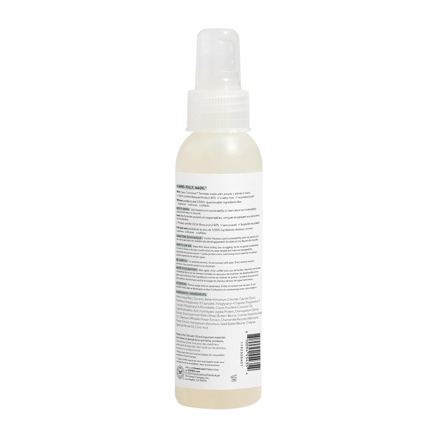 The Honest Company Fragrance Free Conditioning Hair Detangler | Leave-in Conditioner + Fortifying Spray | Tear-free + Hypoallergenic for Sensitive Skin | 4 fl oz - Image 8