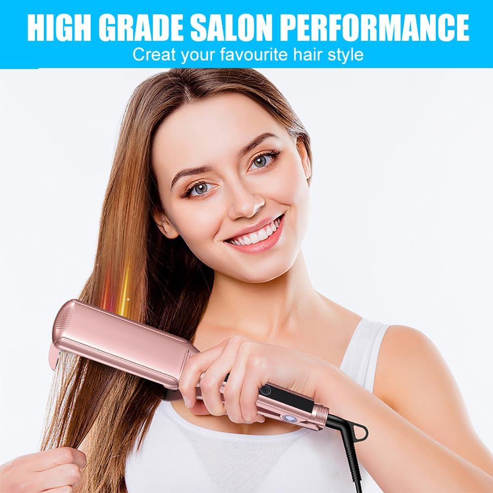 2.16" Extra-Large Floating Titanium Hair Straightener for Hair, Instant Heating with 5 Adjustable Temp, Anti-Static Iron for All Hair Types - Image 7