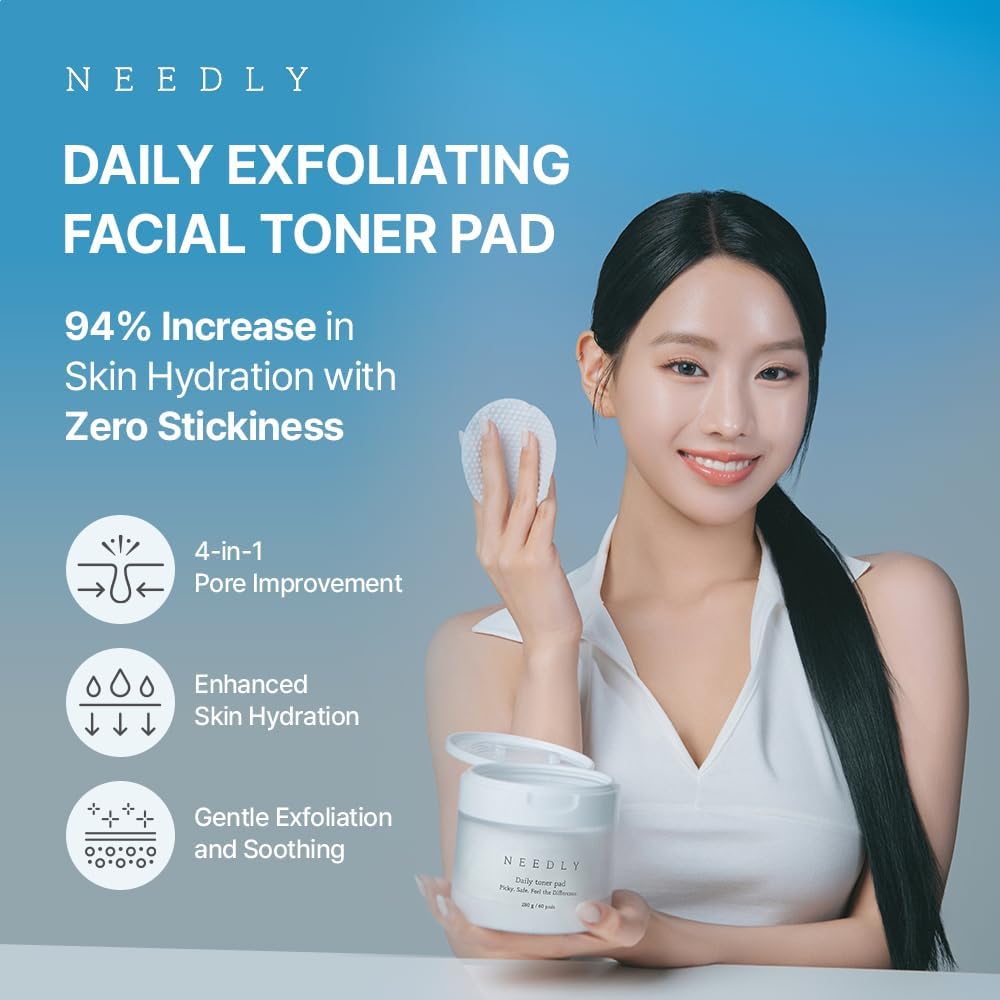 Needly Daily Toner Pad, Exfoliating Facial Pads with BHA & PHA, Deep Hydration, Pore Minimizer for Face, Centella, Tea Tree, High Volume Essence, Extra Large Cotton Pad, Korean Skin Care (60 Pads) - Image 2