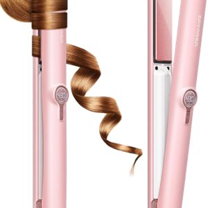 Cordless Hair Straightener and Curler,ZAVAREA Portable Hair Straightener for Travel,Ceramic Cordless Flat Iron for Women,Wireless Straightener 2 in 1,with 9000mAh Battery,5 Temps,USB Rechargeable