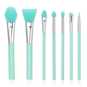 cobee 7 Pcs Silicone Brush Applicator Kit, Silicone Paint Brush Makeup Brush, Face Mask Applicator Jelly Brush Eye Cream Applicator Tool for Sleeping Mask, Mud Mask, Body Lotion And Body Butter(Green)