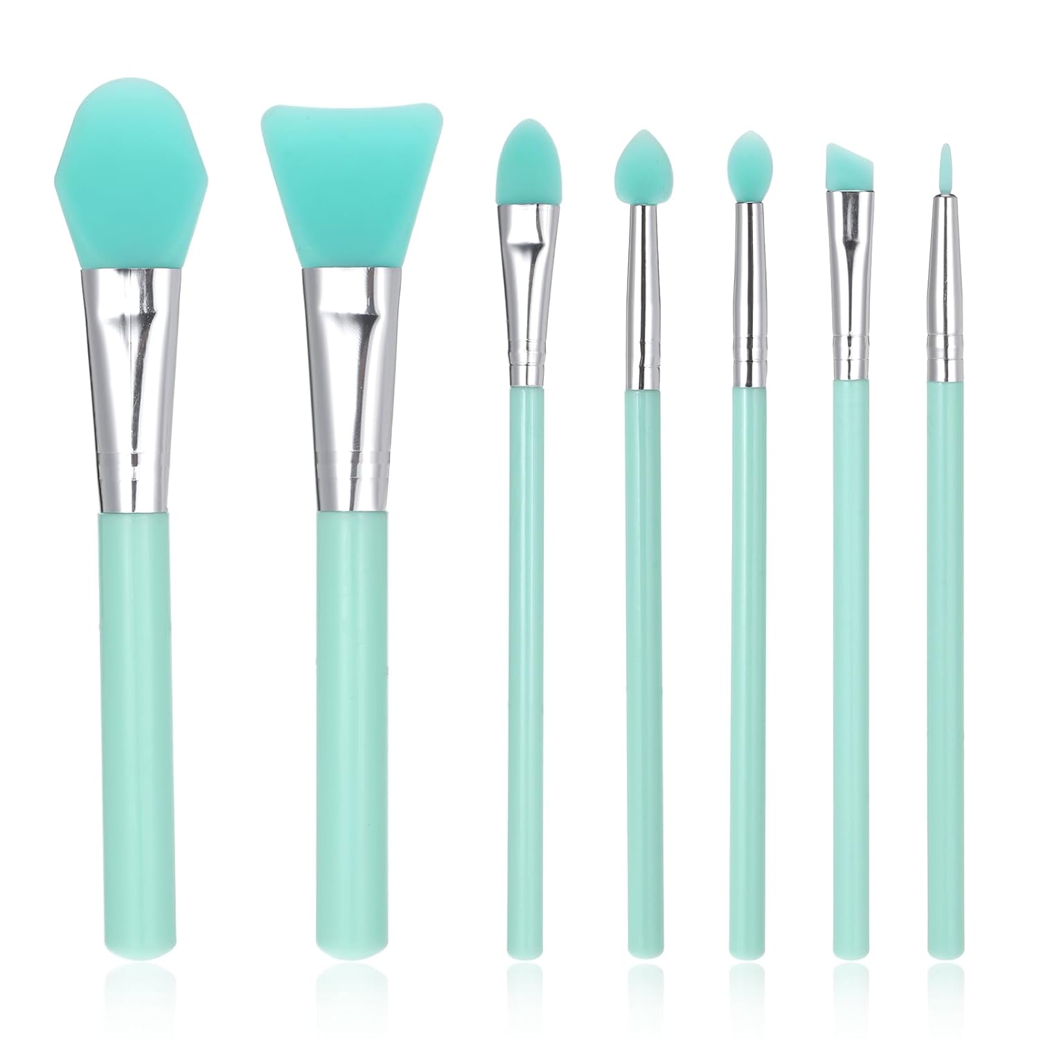 cobee 7 Pcs Silicone Brush Applicator Kit, Silicone Paint Brush Makeup Brush, Face Mask Applicator Jelly Brush Eye Cream Applicator Tool for Sleeping Mask, Mud Mask, Body Lotion And Body Butter(Green)