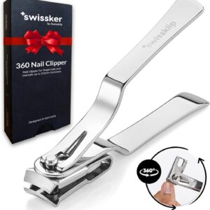Swissklip Nail Clippers for Men & Women | Finger Nail Clippers for Adult with 360 Degree Rotating Head I Fingernail Clippers for Women I Surgical-Grade Stainless Steel Material