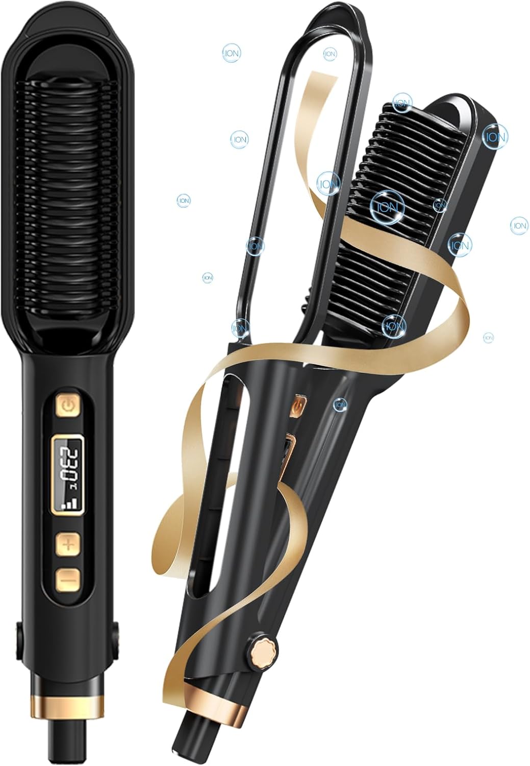 MEKK Hair Straightener Brush - 3D Ceramic Bristles, Anti-Scald Design, 16 Adjustable Temperature Settings, Fast Heating Ionic Hot Comb for All Hair Types, Portable & Safe with Auto Shut-Off
