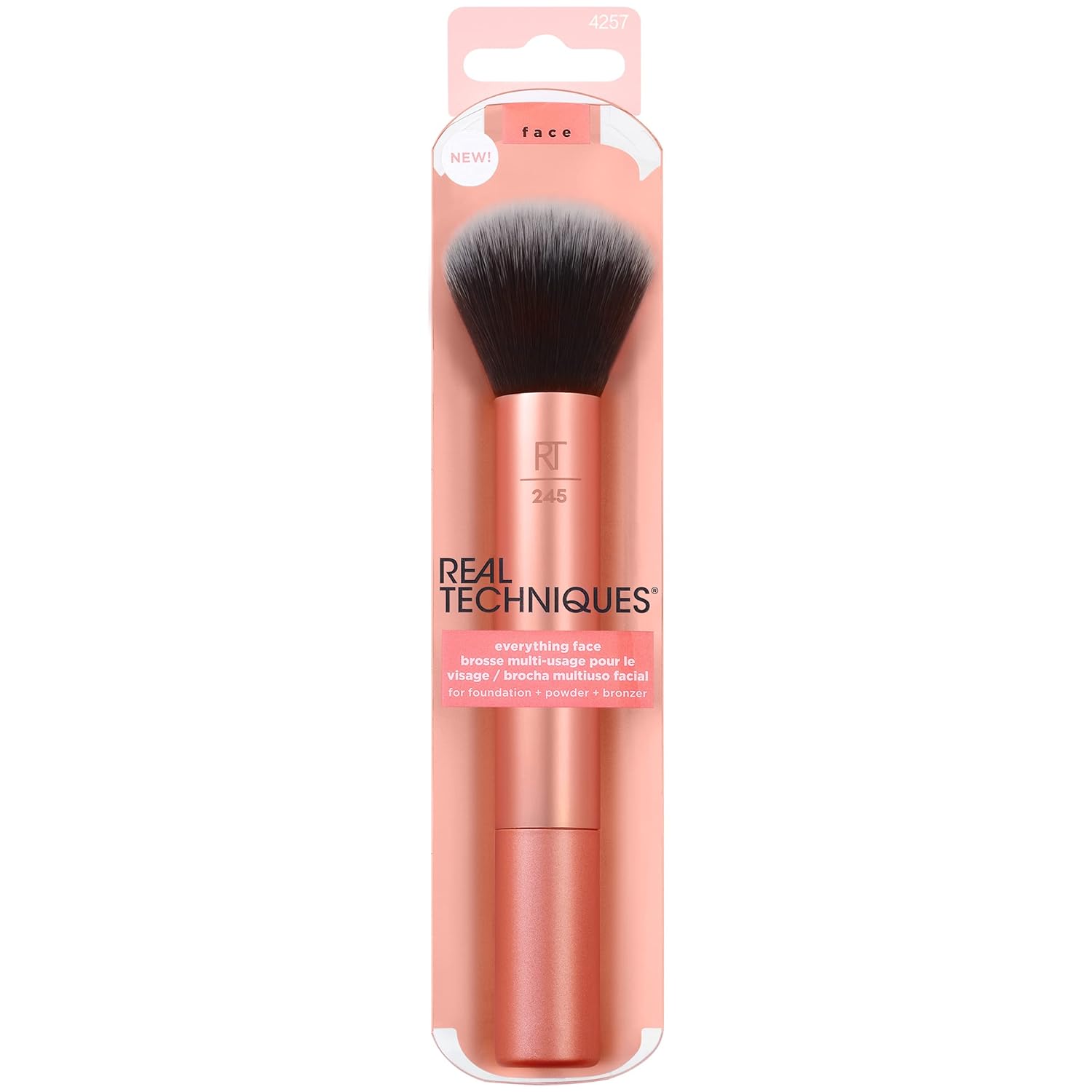 Real Techniques Everything Face Makeup Brush, Flawless Finish, Streak Free Makeup Application, For Foundation, & Powder Makeup Application, Fluffy Face Brush, Cruelty Free, 1 Count Orange - Image 2