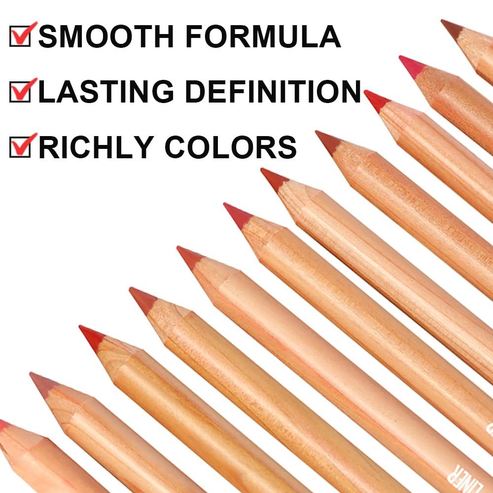 12 Colors Lip Liner Set, Matte Finish Series Lip Liners Pen Kit for Women, Long Lasting Waterproof Smooth High Pigmented Lip Pencil for Daily Makeup (Set A) - Image 3