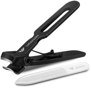 Nail Clippers for Thick Nails, 16mm Wide Jaw Opening Oversized Toenail Clippers Cutter with Sharp Curved Blade and Nail File, Heavy Duty Stainless Steel Fingernail Clippers for Seniors Elderly
