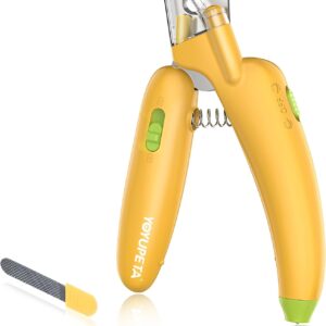 Dog Nail Clippers with LED Light & Nail File – Professional at-Home Pet Grooming Kit, Razor-Sharp Claw Trimmer & Built-in File for Safe, Stress-Free Trimming on Dogs Cats. Yellow