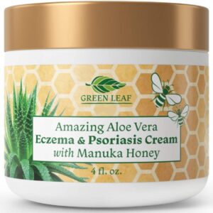 Manuka Honey Eczema Cream Moisturizing Lotion for Psoriasis Relief - Itchy, Dry Skin Rash Ointment - Soothing Moisturizer for Baby, Kids, Adults - High Strength Body & Face Cream 4oz