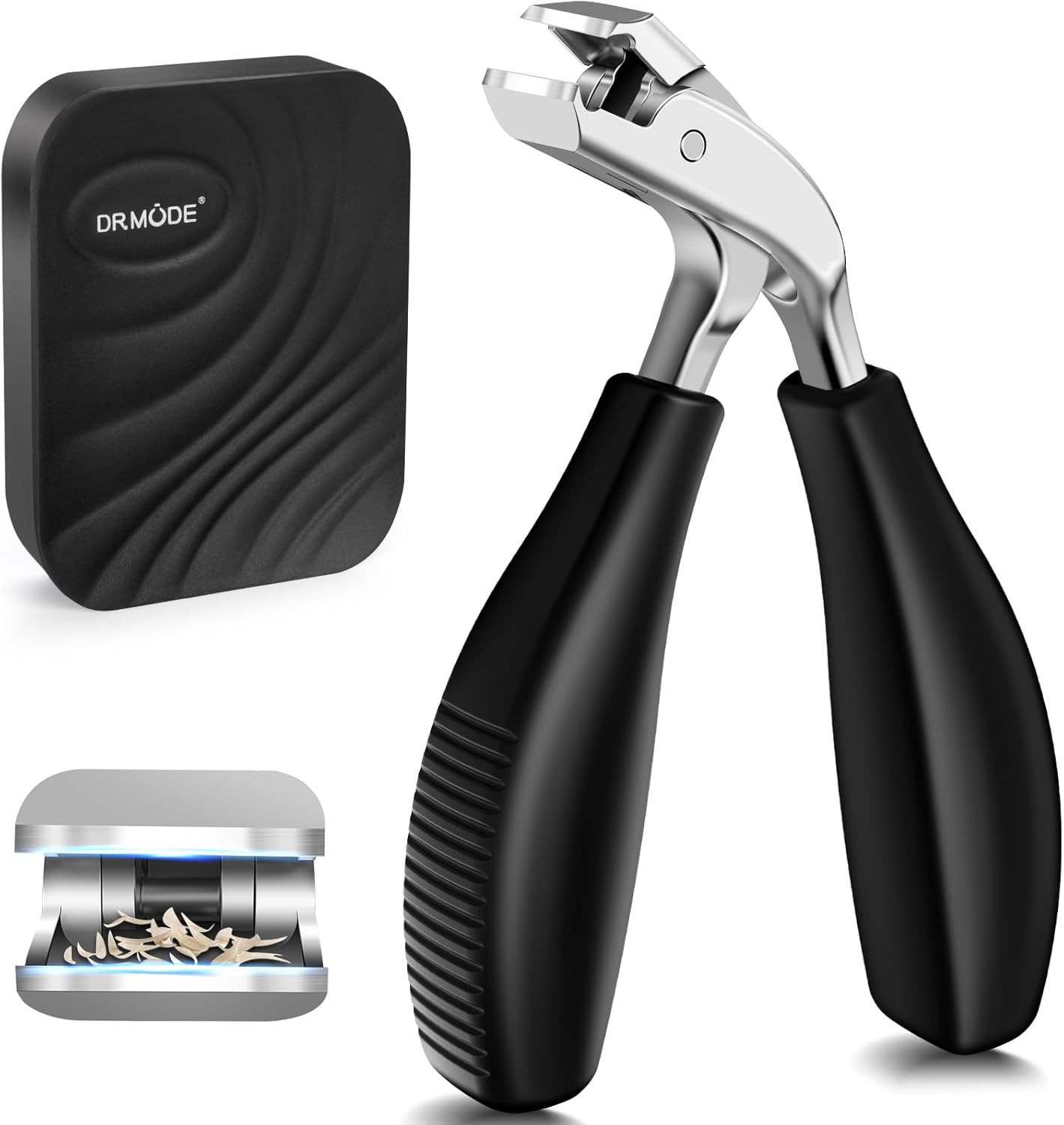 Angled Head Toe Nail Clippers for Thick Nails for Seniors, Straight Large Nail Clippers for Men with Catcher, Heavy Duty Toenail Clippers for Thick Toenails with Ergonomic Long Handle