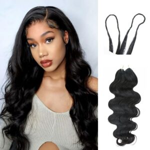 Body Wave Pre-Separated Crochet Hair Extensions Human Hair Knotless Pre-Separated Feather Crochet Braid Hair Extensions Natural Color 18 Inch 60g