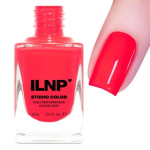 ILNP Vaporwave - Vibrant Coral Red Neon Cream Nail Polish, Studio Color High Performance Color Coat