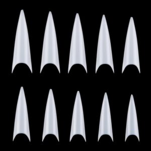 YIMART 500pcs Acrylic Medium Long Stiletto Nail Tips Easy Coffin Nails Sharp False Nail Art Tips For Nails Salon (White)