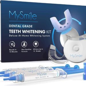 MySmile Teeth Whitening Kit with LED Light, 10 Min Non-Sensitive Fast Teeth Whitener with 3 Carbamide Peroxide Whitening Gel, Helps to Remove Stains from Coffee, Smoking, Wines, Soda, Food