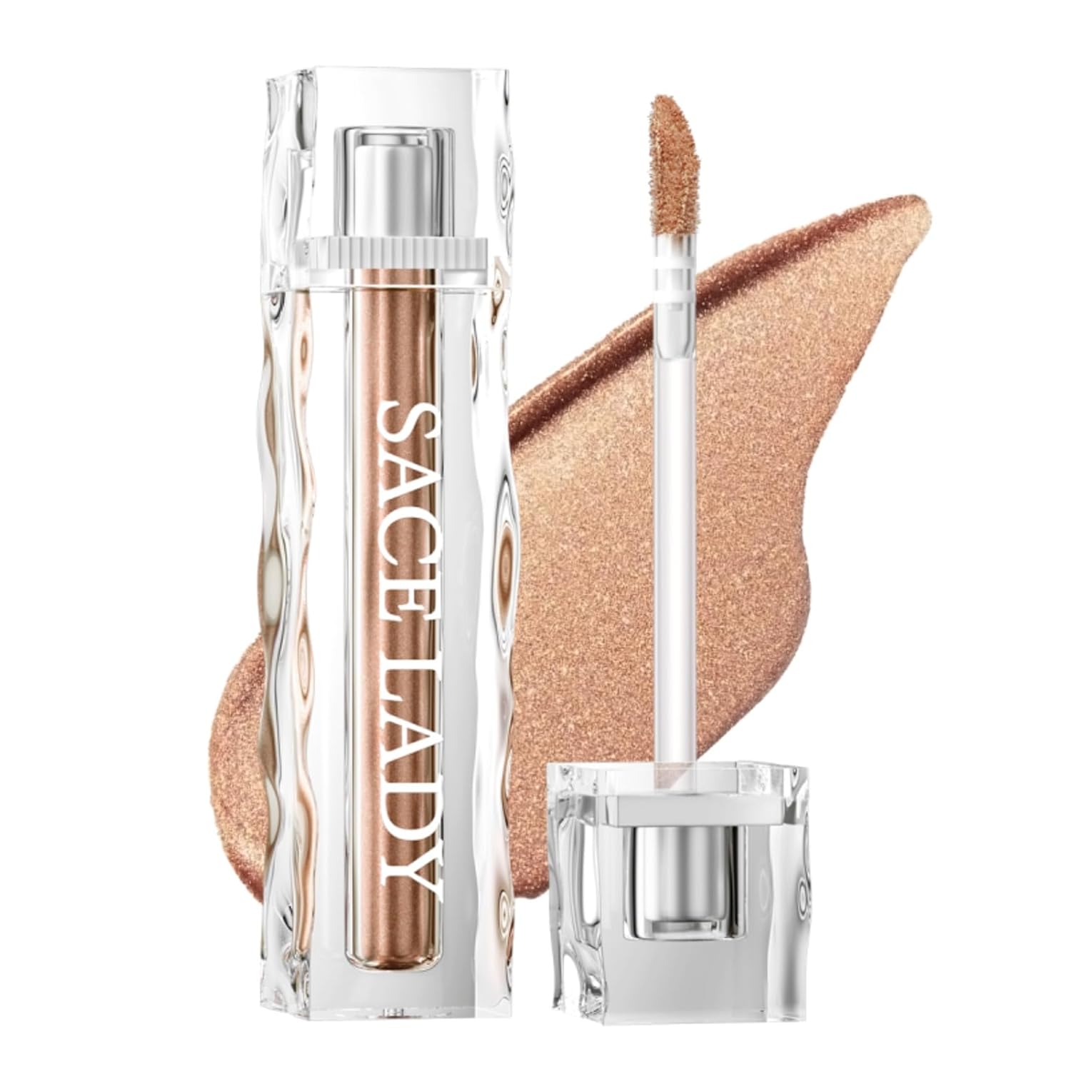 SACE LADY Liquid Eyeshadow, Lasting Pigmented Waterproof Eye Glitter Makeup Cream, Metallic Smooth Eye Shadow Eyeliner Cosmetics, 0.12Fl Oz (#01)