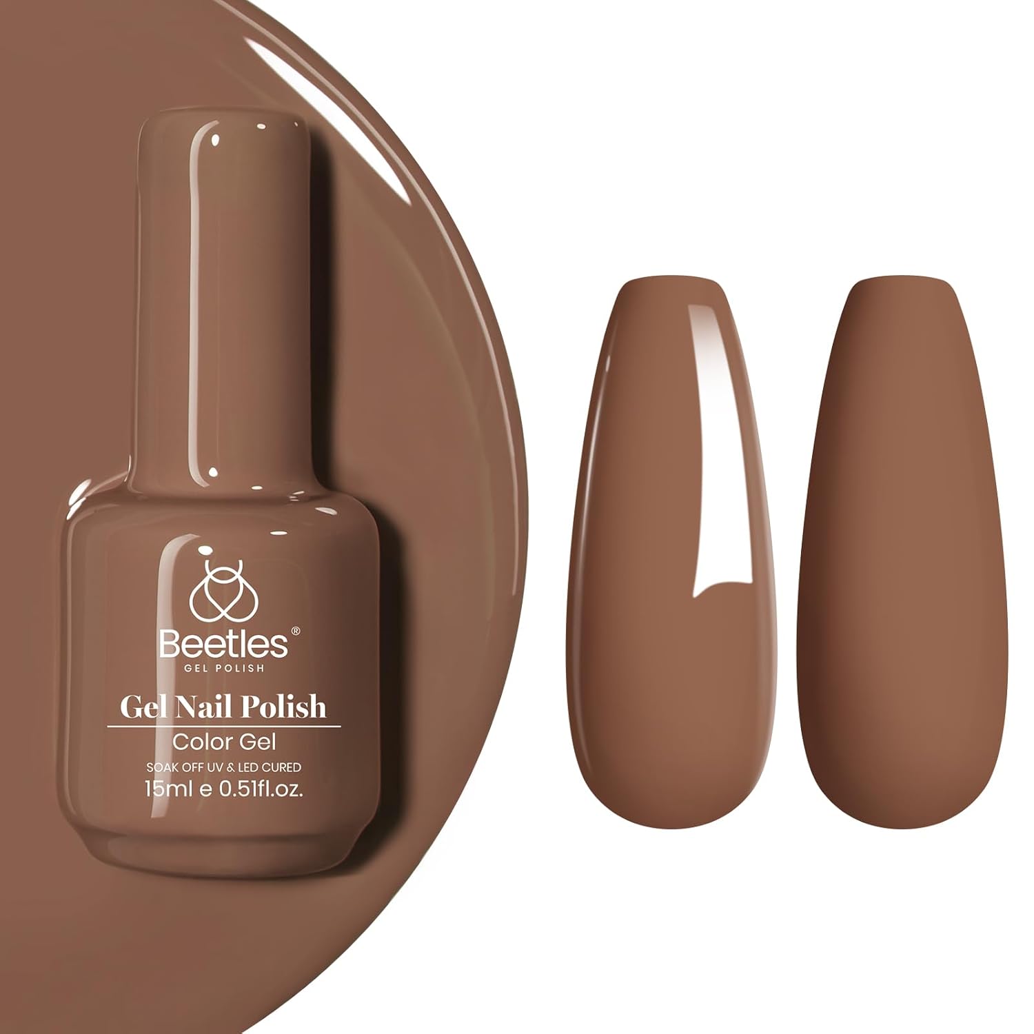 Beetles Gel Nail Polish, 1Pcs 15ml Beyonce Caramel Brown Color Soak Off Gel Polish Nail Art Manicure Salon DIY Uv Lamp Nail Design Decoration at Home