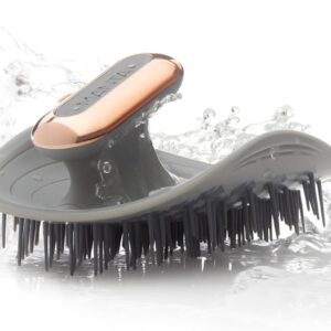 MANTA Pulse Electric Scalp Massage Brush – Wet Exfoliating Scalp Massager, Shampoo Brush for Hair Growth with Shower Holder, Grey
