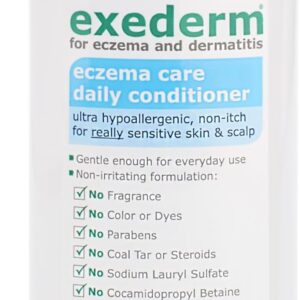 Exederm Conditioner for Eczema & Seborrheic Dermatitis, 8 Fl Oz, Ultra Sensitive Non-Irritating Formula, Moisturizing Daily Hair Care for Soft, Manageable Hair, Hypoallergenic, Paraben & Sulfate Free