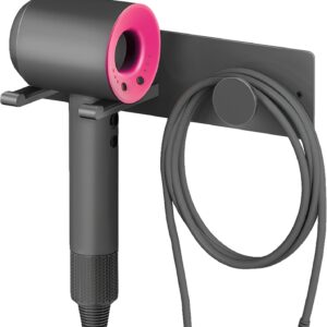 Self Adhesive Hair Dryer Holder Wall Mounted-Bathroom Hair Blow Dryer Rack Organizer Compatible with Supersonic Hair Dryers, Matte Black