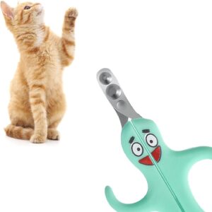 Cat Nail Clippers with Circular Cut Hole -Avoid Over Cutting Pet Nail Clippers -Sharp Angled Blade Professional Paw Trimmer Set for Novice Pet Families (Green)
