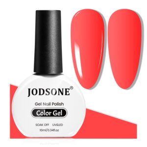 JODSONE Coral Pink Gel Nail Polish 10ml coral gel nail polish Color Long-Lasting Chip-Resistant Professional Finish Easy to Apply Low Odor Need U V Lamp Curing