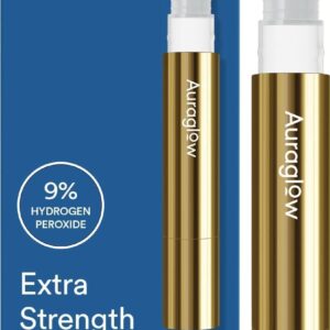 Auraglow Extra Strength Teeth Whitening Pen, 9% Hydrogen Peroxide, 40+ Whitening Treatments, Whitens Teeth Fast, No Sensitivity, 4mL