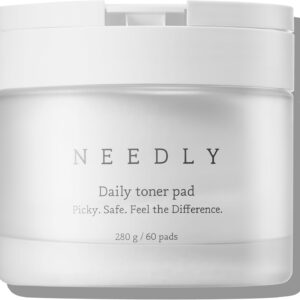 Needly Daily Toner Pad, Exfoliating Facial Pads with BHA & PHA, Deep Hydration, Pore Minimizer for Face, Centella, Tea Tree, High Volume Essence, Extra Large Cotton Pad, Korean Skin Care (60 Pads)