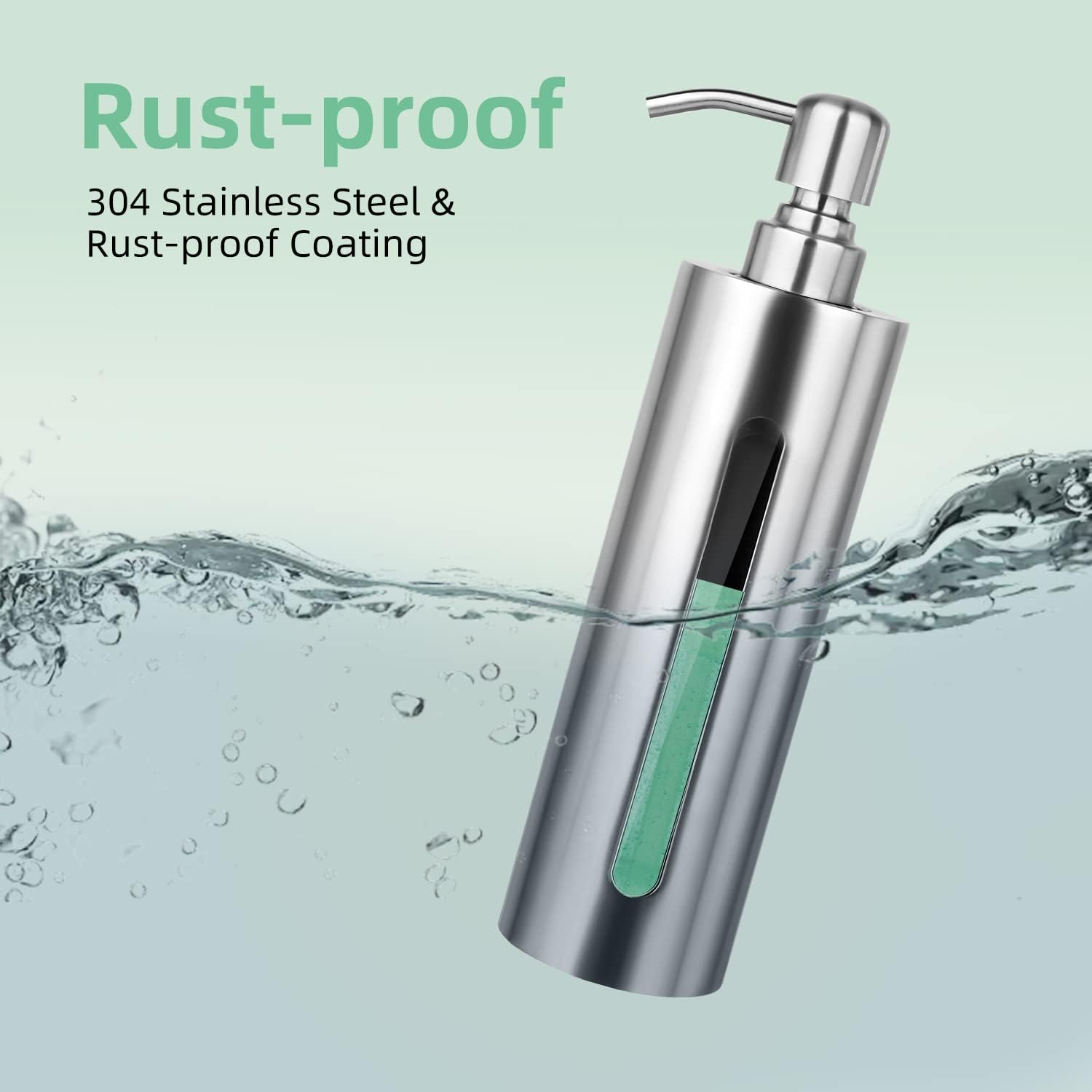 Stainless Steel Soap Dispenser, 7Oz Slim Rust Proof Liquid Soap Dispenser for Kitchen & Bathroom - Refillable Brushed Nickel Dispenser for Essential Oils and Shampoo - Image 5
