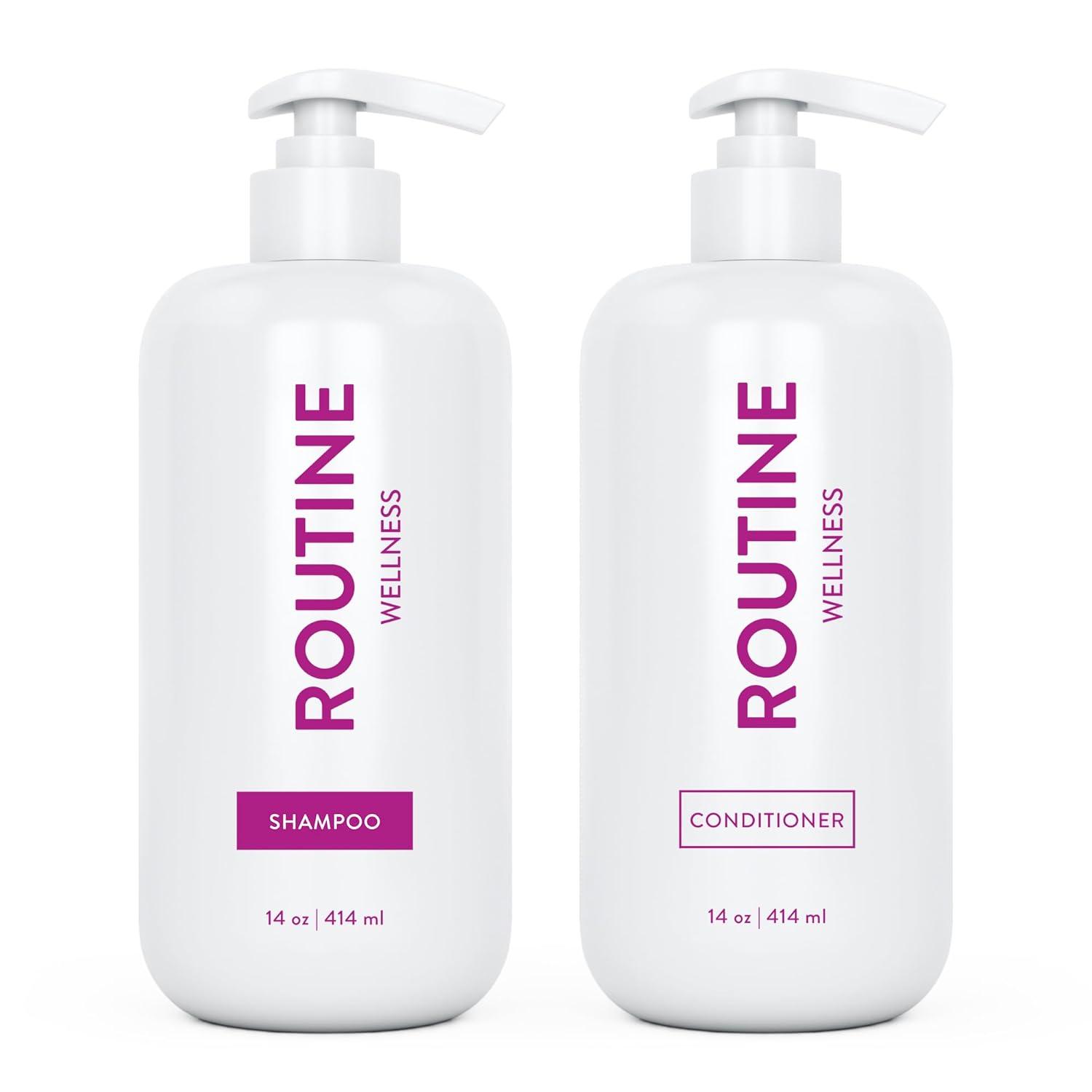Routine Wellness Shampoo and Conditioner Set for Thinning Hair - Biotin DHT Blocker Women & Men - Color Safe Shampoo for Hair Loss & Healthier Hair - Limited Edition Rose Hips (Pack of 2)
