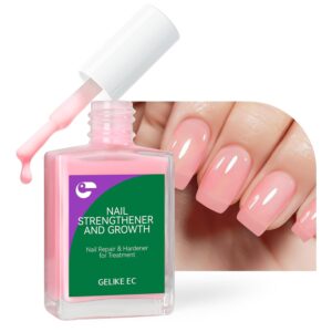 Nail Repair Protein for Thin Nails: Gelike EC 6 in 1 Natural Nail Strengthener Hardener Extra Strong and Growth - Long Lasting Polish and Fast Dry for Damaged Weak Splitting Treatment（(Pink 15ml)）