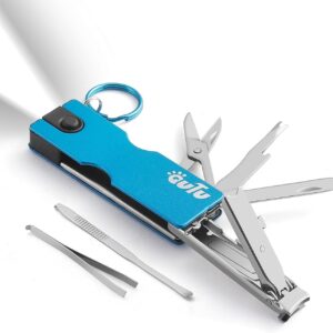 OUTU Keychain Nail Clippers Multitool, 8 in 1 EDC Utility Tool with Nail Clipper, Scissors, Tweezers, Gifts for Him Men Husband Dad Boyfriend (Blue)