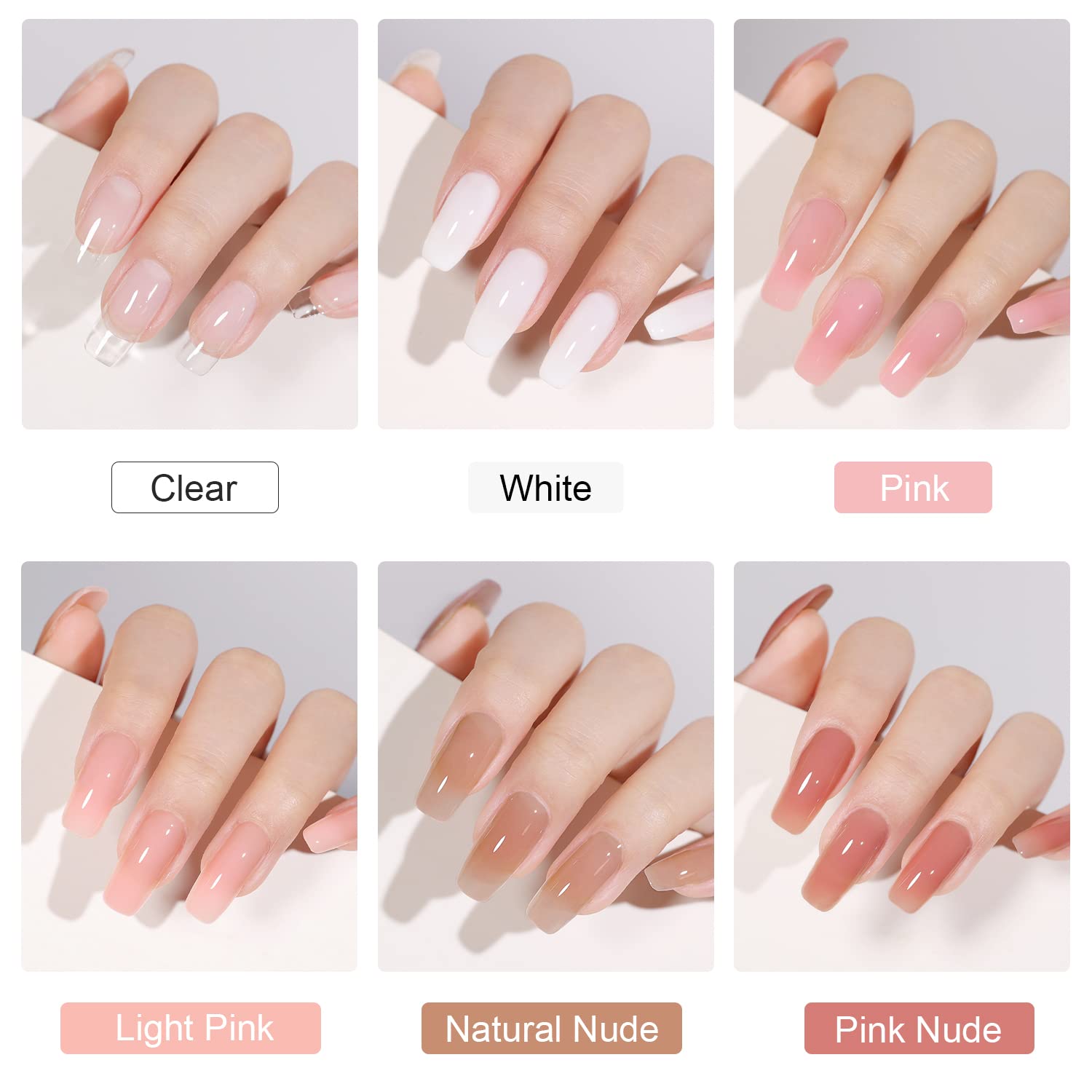 GAOY Poly Gel Nail Kit with U V Light Starter Kit, 6 Pcs Builder Gel Extension Kit for Beginners with Everything Nail Art DIY - Image 4