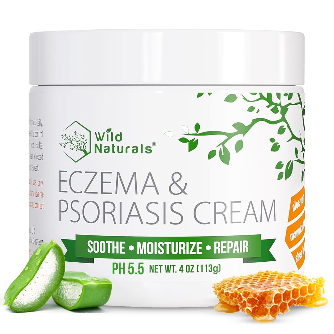 Wild Naturals Eczema & Psoriasis Cream for Dry, Itchy Skin – Eczema Relief for Adults & Kids – Moisturizing Psoriasis Cream with Manuka Honey