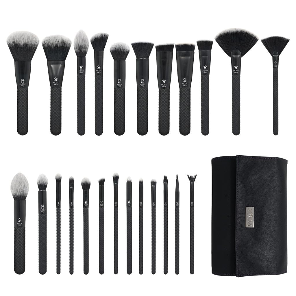 Moda Pro Full Face 25pc Makeup Brush Set with Travel Pouch