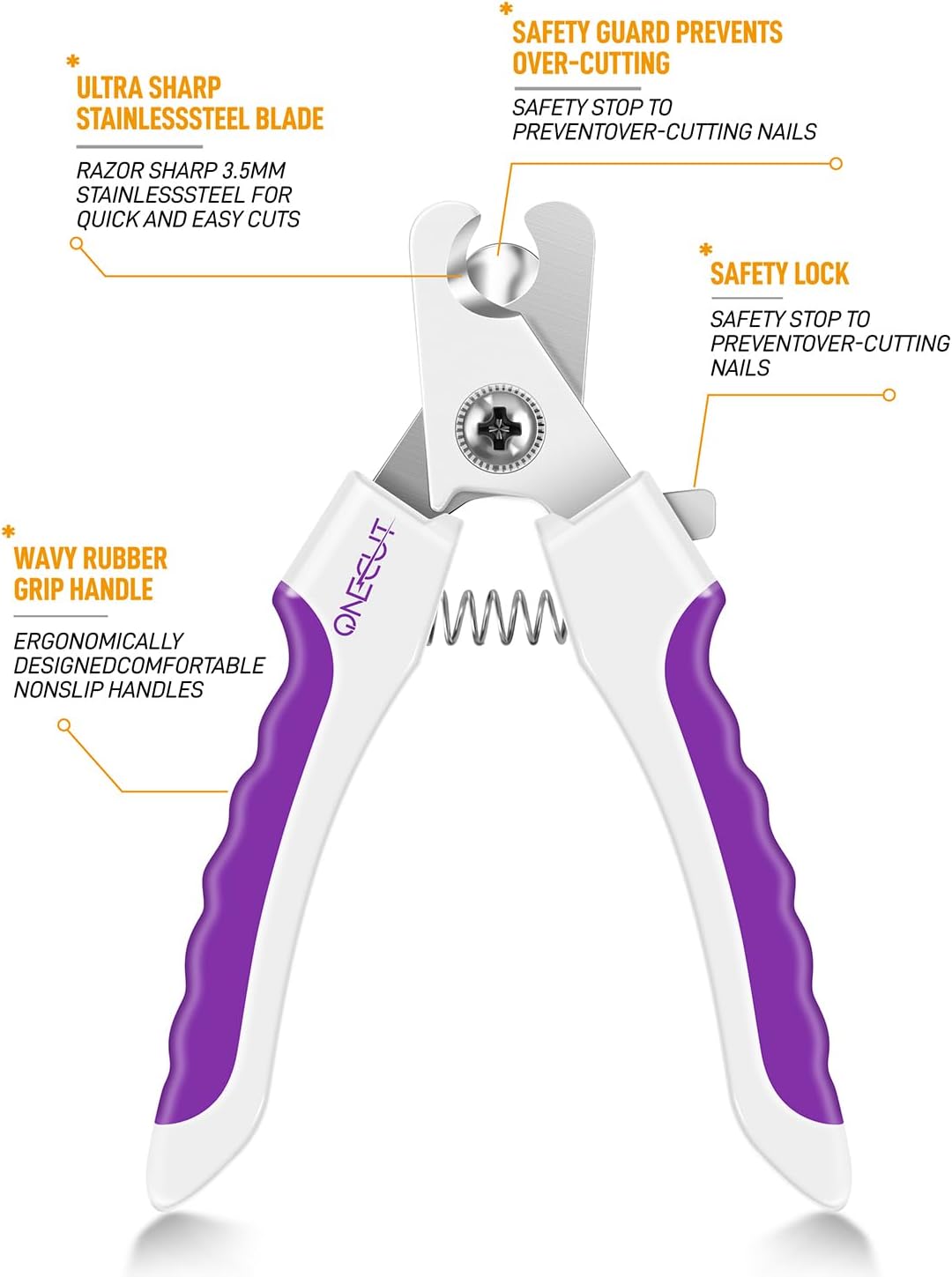 OneCut 6" Dog Nail Clippers for Small, Medium and Large Breed Professional Pet Nail Trimmers -Suitable for Cats, Rabbits and Guinea Pigs with Safety Guard to Avoid Over Cutting (Purple) - Image 3