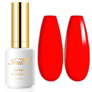 Imtiti Gel Nail Polish, 1 Pcs 15ml Neon Red Color Gel Polish Soak Off Nail Art Manicure Salon DIY Nail Lamp Gel Nail Design Decoration at Home Gift for Women, 0.5 Fluid Ounces
