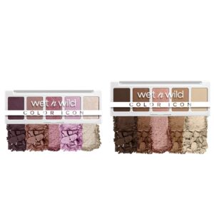 wet n wild Color Icon 5-Pan Eyeshadow Palette Bundle - Purple Petalette & Brown Walking On Eggshells