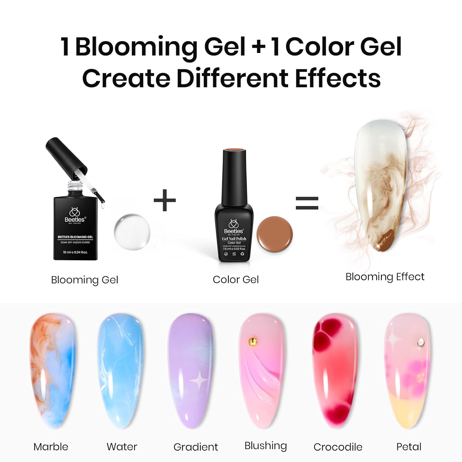 Beetles Blooming Gel, Blooming Gel Nail Polish Clear Uv Led Blossom for Spreading Effect Marble Natural Stone Watercolor Floral Print 10ml Soak off Diy Nail Art Design Manicure Gift for Women - Image 4