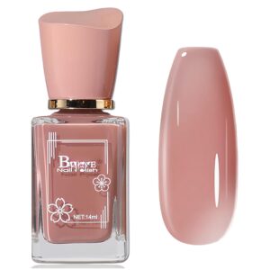 Nude Pink Nail Polish No UV Light Needed-Air Dry Pink Nude Nail Polish Non Gel-Non Toxic Nude Pink Polish for Women & Girls, 14ML, Cruelty Free